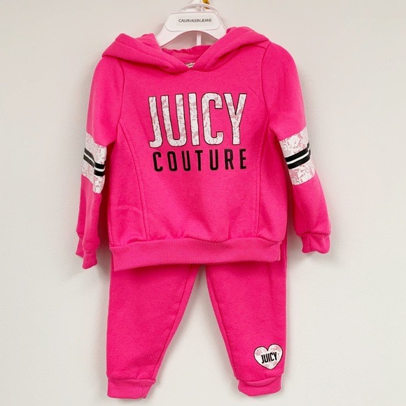 Juicy Couture Other - Juicy couture girls hot pink sweatsuit set sz 2T